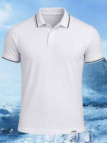 Men's Black Polo Shirt With Slim Fit And Elegant Casual Style - trắng - Xem 6