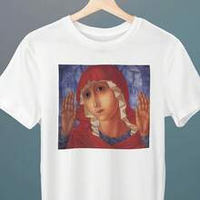 Virgin Of Tenderness, Evil Hearts, Kuzma Petrov-Vodkin, Uni T-Shirt, Art T-Shirt, Symboli, Gift  Her, Gift  Him, Art Lover Gift 220g Pure Cotton Vestidos Elegantes De Mujer Shirts>Back To School - 白色4 - 查看 1