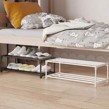 2 层节省空间的鞋架 - 耐用的金属和塑料多功能储物架，用于存放鞋子、靴子、珠宝、手表 - 坚固紧凑的设计，适用于入口、壁橱、小空间、鞋子收纳整理器 1 件多层鞋架、床下鞋架、鞋子收纳架、易于存放和整理家用鞋子、多功能储物架、节省空间的鞋架、大容量车库鞋架，适用于卧室、走廊，可容纳 2 双大鞋或 3 双小鞋