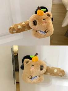 1 件卡通毛绒水豚门把手保护套，家庭入口装饰挂件，客厅柜门装饰挂件 - 彩色 - 查看 6