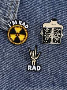 3 件 I'm RAD 骷髅胸针 创意趣味胸针 衣服背包配饰 珠宝礼物 送给朋友