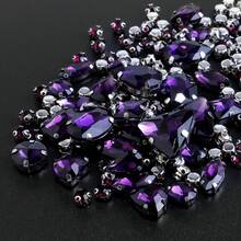 约130颗/包 银色缝制水钻，混合形状金属爪玻璃宝石缝纫水晶 - 銀底紫羅蘭130顆 - 查看 3