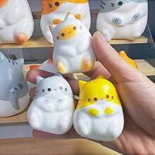 Cat Toy Set, Soft Kitten Stress Relief Toys, Cat Toys, Soft Silicone Cute Cats, Top Stress Relief Toys, Unique Gifts For All Ages, Animal Shaped Modeling Clay Squeeze Toys, Party Favors, Birthday Party Gifts, Piñata Filler, Stocking Stuffers, Ideal Gifts For Christmas/New Year/Valentine's Day/Halloween/Eid/Easter, Desktop Decor - Multicolor - View 9