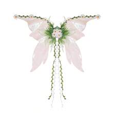 Alas de mariposa rosas para mujer, alas de hada para mujer, alas de elfo del bosque con flores rosas, hojas y enredaderas, para disfraz de hada de fantasía de Halloween, fiesta de cosplay. - Blanco - Ver 6