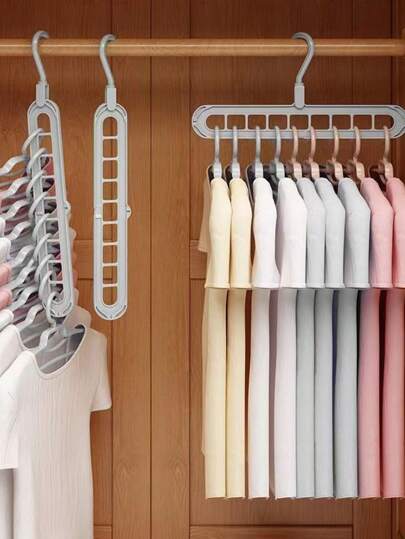 5pcs/3pcs/1pc/9-Hole Hanger Rotatable Wardrobe Clothes Stacking Hanger Wardrobe Storage Hanger Folding Hanger Wardrobe Hanger Storage Rack Multifunctional Wardrobe Storage Rack Suitable For Home Dormitory Decoration Holiday Decoration Room Decoration Home Decoration Bedroom Decoration Dress Pants Shoes Jeans Boots Skirt Spring Simple Summer Top