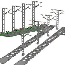 MOC 城市火车轨道过道升降杆路障积木套装，DIY 创意成人建筑玩具，交通道路交叉口
