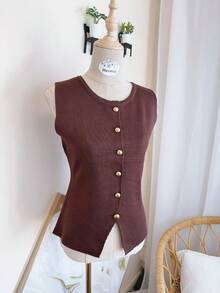 Regatas e camisolas femininas - Marrom Chocolate - Ver 4