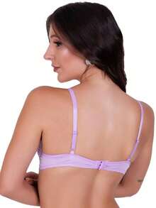 Basic Bra With Lace Cups - Lilac Purple - View 4