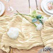 1/6/12Pcs Tulle Table Runner Set, Bohemian Style Tulle Table Runner, Balinese Pleated Chiffon Tablecloth, Suitable For Weddings, Birthday Parties, Table Decorations, Home Decorations, Room Decorations, Kitchen Decorations, Valentine's Day Decorations, Best Friends Day Decorations, Party Decorations, Wedding Supplies, Wedding Decorations, Carnivals, Bridal Gifts, Bachelor/Bachelor Parties, Baby Showers. - 香檳色 - 查看 2