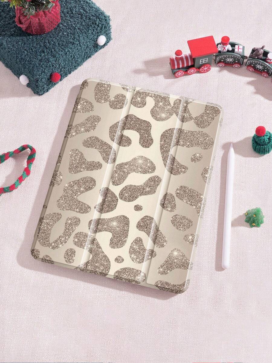 Dark Pink Glitter Leopard IPad Case Compatible With Apple IPad Air 11 (2025 M2) / IPad 11th Gen 11" (A16 2025) / IPad 10th Gen 10.9" - Cute Protective Cover With Pencil Holder, Trifold Stand, Auto Sleep/Wake, Lightweight Shockproof - Pastel Colors For Girls & Creatives - Multicolor - View 1