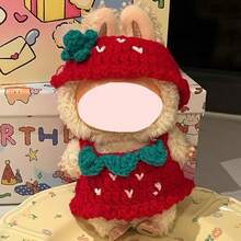 (仅限娃娃衣服) 适用于娃娃衣服、帽子，Labobo毛绒娃娃衣服、头套，LBB超可爱装饰娃娃衣服，手工针织卡通小猪、小熊、草莓娃娃衣服 - 彩色 - 查看 7