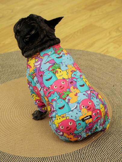 Cozy Dog Jumpsuits, Dog Pajama, Dog Recovery Suit, Ultra Soft And Stretchable, Anti-Licking, Pet PJ For Small Medium And Large Dog Breeds, Suitable For Dog Hair Changing, Playful Monster Colorful Printing Pattern, S-6XL