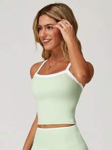 'Sports Vest' Women's Yoga Vest Sports Vest High Elasticity Running Fitness Suit Camisole Vest Comfortable And Skin Friendly - 薄荷綠 - 查看 4