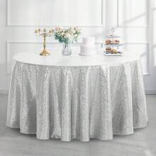 eluckya Sparkling Sequined Tablecloth, 60x102 Inches, Rectangular/Round Sequined Tablecloth, Perfect For Valentine's Day, Birthday Parties, Kitchens, Wedding Supplies, Table Decorations, Home Décor, Bridal Showers, Christmas Decorations, New Year Decorations, Wedding Decor, Party Supplies, Baby Showers, Bachelorette Parties, And More. - 銀色 - 查看 2