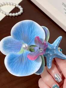 4 piezas de elegantes pasadores de pelo con forma de estrella de mar, concha y orquídea simulada, en estilo de resort de playa, accesorios de pelo versátiles para mujeres, accesorios para el cabello, accesorios para la cabeza - Multicolor - Ver 13