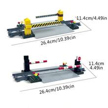 MOC 城市火车轨道过道升降杆路障积木套装，DIY 创意成人建筑玩具，交通道路交叉口