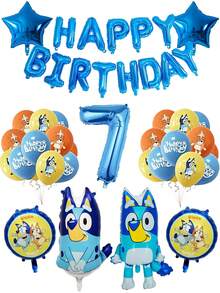Bluey 主题生日横幅组装铝箔气球套装，卡通人物生日派对装饰，也适用于母亲节派对装饰、婚礼装饰、返校季、毕业季、婚礼季等各种场合，是派对用品的理想之选。套装包含1-9数字气球，适用于主题派对、婚礼、生日场景气球装饰等。 - 彩色 - 查看 11