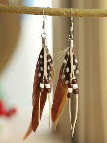 1 Paar Boho-Stil Feder Ohrringe mit Anhängern für Frauen