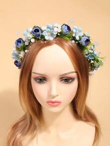 1 chiếc vương miện hoa hồng giả cho bé gái, kiểu Mori, hoa nhỏ giả, băng đô cài tóc bằng chiffon đính sao có thể điều chỉnh, phụ kiện tóc phù hợp cho kỳ nghỉ và chụp ảnh. - Nhiều màu - Xem 7