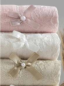 Made In Turkey – Bow 6-Piece Soft & Shiny Hand Towel Set | Kitchen Towels | 30x50 Cm