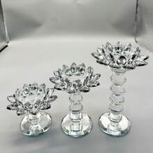 1pc Lotus Candlestick Crystal Ornament, European Style Crystal High Footed Candlestick, Interpreting Western Romantic Style, Western Traditional Crystal Lotus Candlestick, Long Lasting Lamp Candlestick, European And American Style High Footed Candlestick