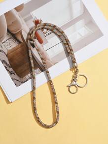 1 pieza Cordón multicolor con cristales de rhinestone - Correa de nylon con broche metálico, elegante y brillante llavero para identificación y teléfono, adecuado para oficina, maestro, estudiante (7 colores: Mezclado/Gris/Rosa/Azul/Negro)