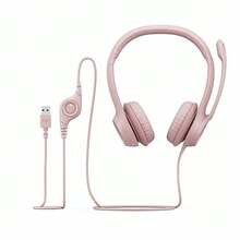 Logitech H390 USB Noise-Cancelling Headset With Rotating Omnidirectional Microphone, In-Line Volume Control, Comfortable Headband + Breathable Ear Pads, Essential For Online Class Call Centers, Pink - Pink - View 1