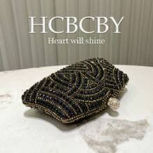 's Luxury Rhinestone Evening Bag, Sparkling Rhinestone Decoration And Unique Pattern Design, Fashionable And Elegant Handbag, Perfect For Evening Wear. Clutch Bag With A Noble Temperament. - Black - View 4
