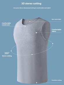 3pcs Men's Sleeveless T-Shirt Undershirt, Solid Black/White/Grey, Crew Neck, Wide Shoulder, Thin Fabric, Sports & Fitness Wear