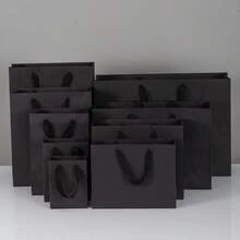 10个牛皮纸袋，适用于购物、婚礼礼物、生日派对、便携多功能、黑色大理石纹理纸袋