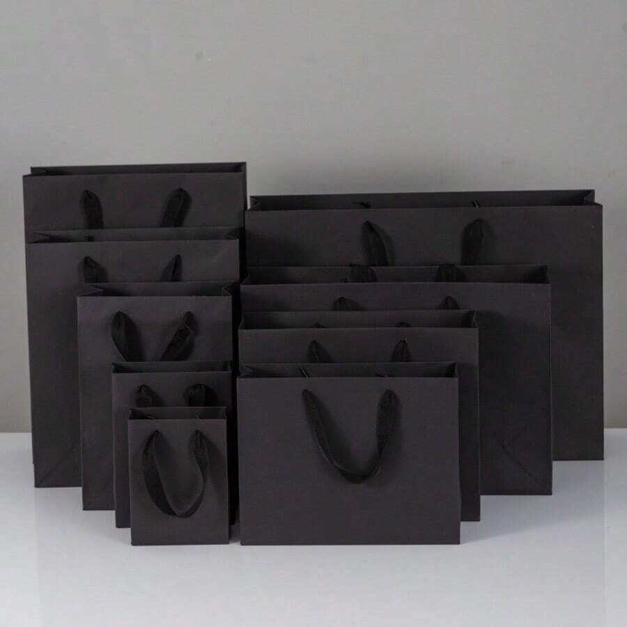 10个牛皮纸袋，适用于购物、婚礼礼物、生日派对、便携多功能、黑色大理石纹理纸袋