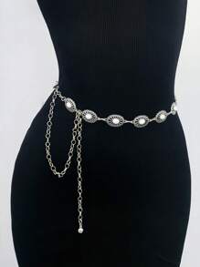 1 件女式波西米亚椭圆花卉印花连衣裙，带腰链，适合派对、聚会、日常穿着和腰部收紧秋季、秋季、万圣节 - 鏤空 - 查看 24