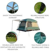 Portable, Durable, Thickened, Quick Assembly, Suitable For 4-12 People, 2 Bedrooms & 1 Living Room, With Storage Bag, Ventilation, Mosquito-Proof - Ideal For Outdoor Camping And Hiking!