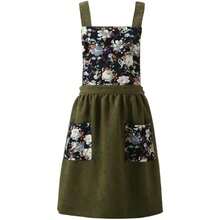 FWQGQEG Vintage Ladies Aprons, Pinafore Apron Dress For Women Girls, Cute Floral Slim Aprons Chef Aprons, Gift For Women - 橄欖綠 - 查看 1