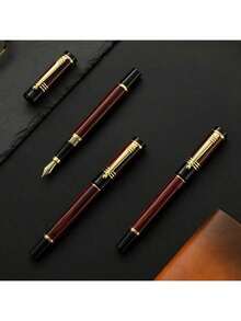 Fountain Pen Set With Box, Classic Fountain Pen With 4 Ink Cartridges, 0.5mm Fine Nib Smooth Writing Calligraphy, Luxury Gift Pen