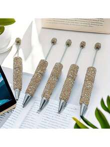 5pcs DIY Bead Pen New Full Diamond Bead Pen Creative Pen Bead Pen - Màu xanh lam - Xem 3