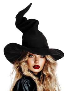 2 件女巫帽，62 厘米 24.4 英寸女巫服装大号女巫帽，适合复活节派对夏威夷夏季春季成人和青少年万圣节礼物圣诞礼物，新年礼物复活节礼物派对礼品队列玩具，新奇角色扮演配件万圣节服装派对圣诞化妆舞会狂欢节魔术师帽 - 黑色 - 查看 2