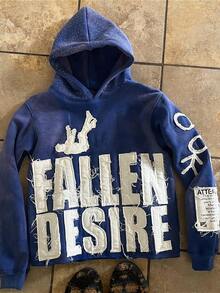 High Street  3D Printed Hoodie Street Harajuku Vintage Loose Men's And Women's Same Sweater Printing - Blue - View 1