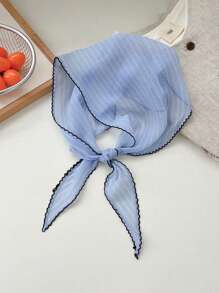 1 件女士时尚简约头巾，休闲日常纯色条纹三角围巾发饰秋季配饰 - 彩色 - 查看 10