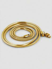 1pc European & American Style Twisted Stainless Steel Necklace, Suitable For Men And Women Daily Wear - Gold - View 5
