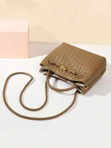 女士时尚编织图案手提水桶包，品牌包优雅女士手提包，优雅礼品包，奢华女士手提包，别致女士斜挎包，女士单肩包，适合女孩、大学生、办公室女士、中年妈妈日常通勤、购物、购物、办公室、上课、聚会、约会、晚餐包，适合户外玩耍 - 彩色 - 查看 4