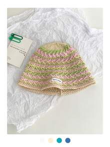 1 件女士绿色草帽，夏季沙滩帽，户外防紫外线透气镂空编织渔夫帽，宽边遮阳帽，百搭渔夫帽，大头围，黑色针织帽， - 草帽 - 查看 3