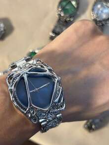 1 件 Y2K 复古蜘蛛网外星人小众高端复古防水男士石英手表 - 黑色 - 查看 1