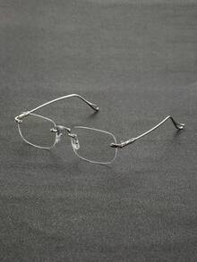 1pc Rimless Elegant Classic Retro Popular Design Modern Simple Style Men Clear Eyeglasses For Back To School Daily Life Outdoor Casual Activities Office Reading Business Fashion Accessories