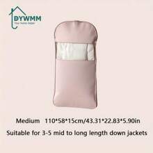 DYWMM 节省空间的自压缩悬挂式衣物袋 - 高品质羽绒服和衣物收纳袋，米色织物收纳袋，衣物整理工具，压缩率 40%，适用于外套和衣服 - 彩色 - 查看 9