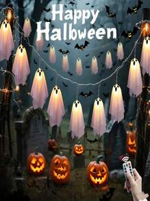 万圣节鬼灯。万圣节灯 - 恐怖装饰 - 鬼屋装饰 - 荧光万圣节物品 - 适用于鬼屋、门廊、庭院、派对装饰，带遥控器 8 种灯光模式 - 电池盒供电（不含电池）万圣节装饰灯家居装饰派对装饰万圣节装饰房间装饰万圣节花园装饰礼物仙女