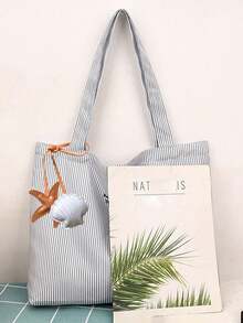 Large Capacity Canvas Tote Bag With Cute Starfish Pendant, Hollow Shoulder Bag - Ultralight, Breathable, Spacious, Y2k Cute Aesthetics, Sweet And Playful Girly Style, Stylish Travel And Shopping Shoulder Bag, Ideal For Summer Leisure Travel And Beach Adventures, Beach Accessories | Hollow Design,Travel Essential - Multicolor - View 9