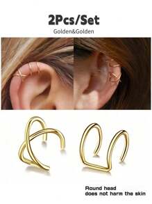 1 件/2 件/3 件时尚朋克摇滚风格不锈钢女士假穿孔鼻环，假穿孔鼻环，金耳环银色/黑色鼻中隔，无穿孔鼻夹耳环，女士身体首饰礼物女士和女孩作为节日礼物，适合日常佩戴