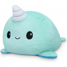 TeeTurtle - The Original Reversible Shark Plushie - Blue - Cute Sensory Fidget Stuffed Animals That Show Your Mood - Cá mập + Kỳ lân biển - Xem 2