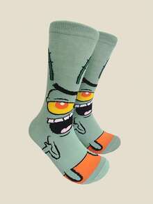 SPONGEBOB 5 双男女通用海绵宝宝、章鱼哥、海星等卡通人物印花中筒袜，可爱 - 彩色 - 查看 6